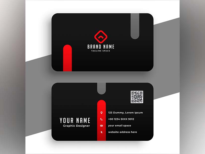 abstract red black business card minimal template